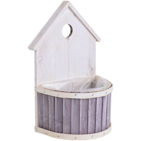 Soporte macetero de bambú redondo gris 20x11x27/10h cm (1/5)