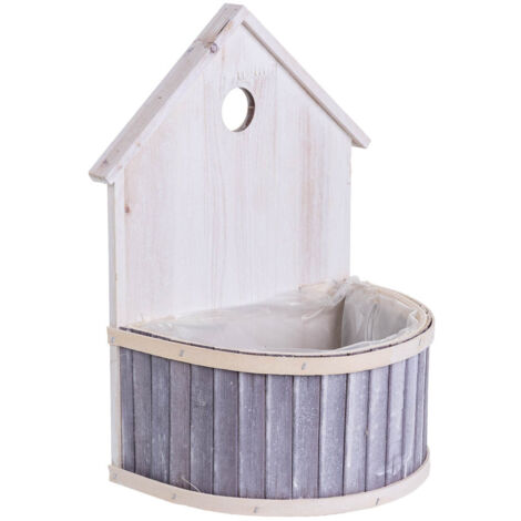 Soporte macetero de bambú redondo gris 25x15x31/11h cm (1/5)
