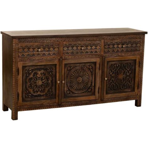 Aparador de madera artesanal con 3 puertas 153x40x84h cm (1/5)