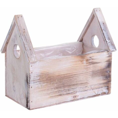 Soporte macetero de Madera rectangular 21x13x19/10h cm (1/5)