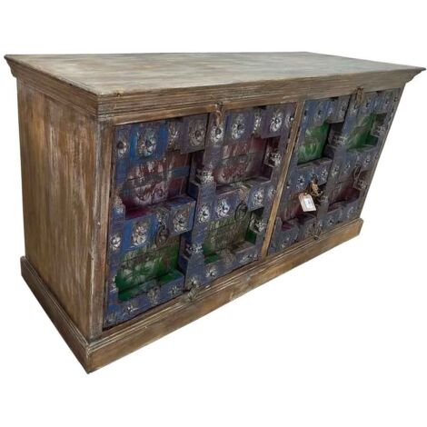 Aparador de madera artesanal marrón 216x52x93h (1/5)