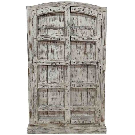 Armario de madera acabado artesanal gris 107x42x191h cm (1/4)