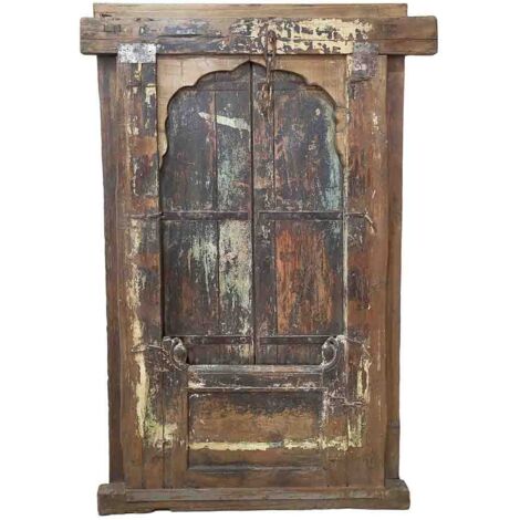 Ventana de madera acabado artesanal marrón 103x12x166h cm (1/4)