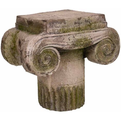 Columna decorativa de magnesio color piedra, 26x18x23.5h cm