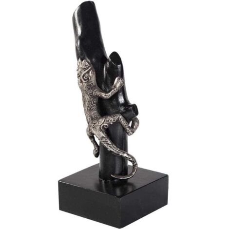 Figura de lagarto de madera y aluminio con soporte 13x17.5x32.5 (1/4)