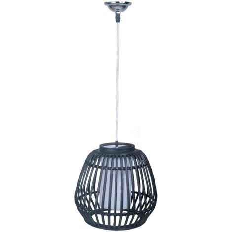 Lámpara de techo de bambú negra 30,5x30,5x30