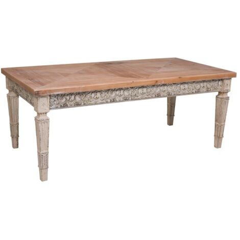 Mesa auxiliar de madera blanco envejecido y natural 123x63x50h cm