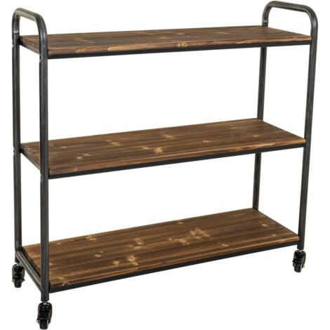 Estantería de madera y metal marrón con ruedas 98x34x94,5 (1/5)