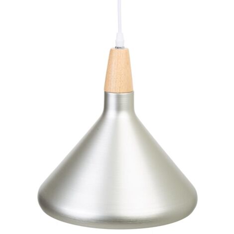 Lámpara de techo de madera y metal plateada 27x27x30