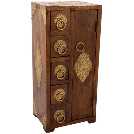 Joyero de madera marrón 17x12,5x37h cm