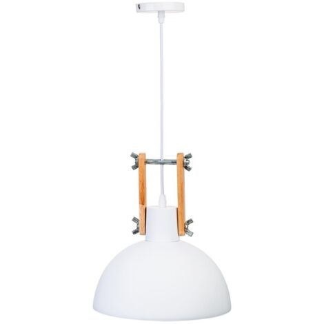Lámpara de techo de madera y metal blanca 25x25x32 (1/5)