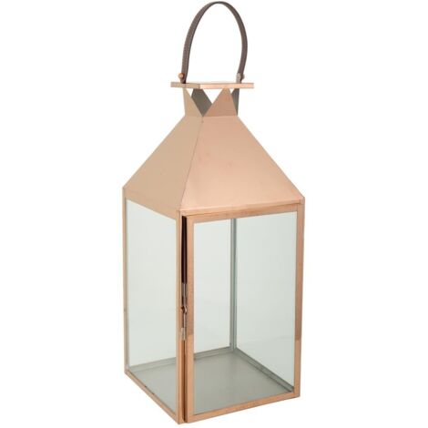 Farol de acero inoxidable y cristal cobrizo 29x28x66 (1/5)