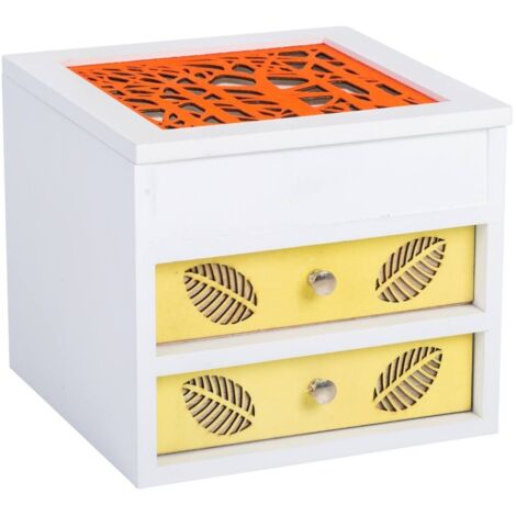 Joyero de madera blanco 18x18x16
