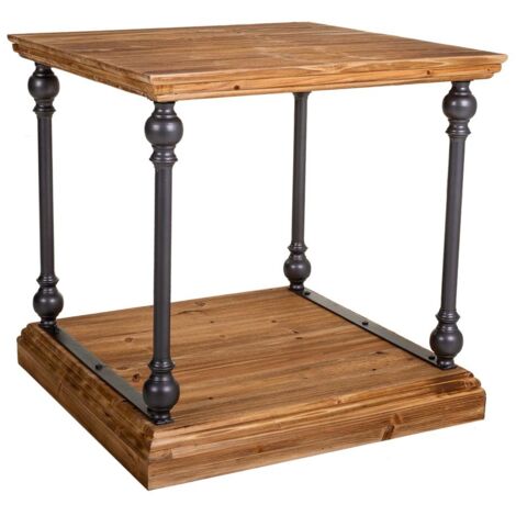 Mesa de centro de metal y madera 60x60x60h cm (1/5)