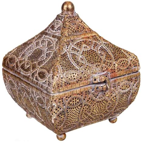 Caja Joyero de metal dorada 15.5x16.5x19
