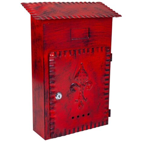 Buzón de metal rojo 27x11x37 (1/5)