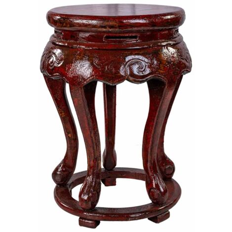 🪑 Elegancia Colonial: Mesa Auxiliar De Madera De Caoba Estilo Asia Antigüedad (63 Cm Alto)