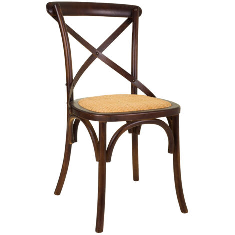 Silla de madera y asiento de ratán marrón 44x42x46/88 (1/5)