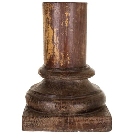Candelabro De Mesa Levandeo - Madera De Mango Y Metal Plateado, Diseño Con Hoja, 35 Cm De Altura