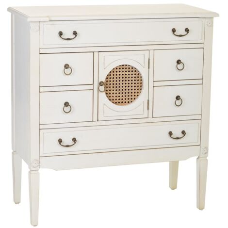 Cómoda de madera con rejilla blanca 85x38x90 (1/5)