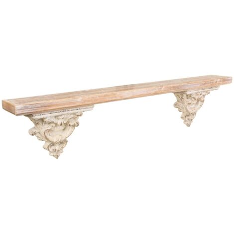 Estante de madera y resina tallada blanca 120x14x28 (1/4)