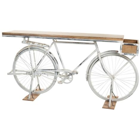 Recibidor bicicleta blanco de madera y metal 198x50x90