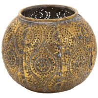 Portavelas de metal dorado 12.5x12.5x9.5