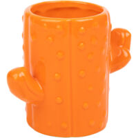 Porta lápices cactus de cerámica naranja 13,5x7,8x11