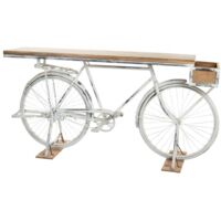 Recibidor bicicleta blanco de madera y metal 198x50x90