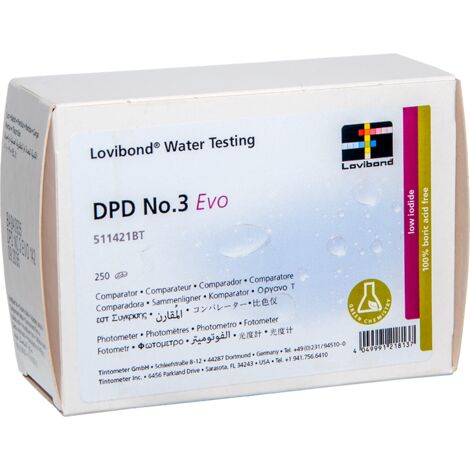 Lovibond 511421BT DPD3 (Gesamtchlor) Reagenztabletten für Photometer – Schachtel mit 250 Tabletten