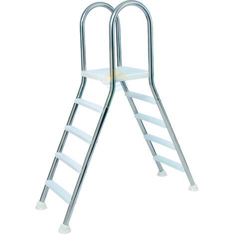 Échelle De Piscine Hors Sol VidaXL - Hauteur 84 Cm - Acier Et Plastique