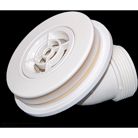 GRE – Buse de refoulement piscine norme 2011 en PVC blanc – Connexion filetée 1½" – Résistance UV – Inclus 2 joints d'étanchéité et rondelles