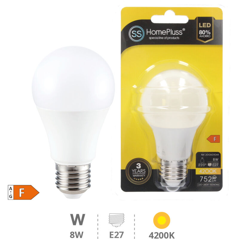 AMPOULE LED E27 STANDARD - 8W BLANC BRILLANT