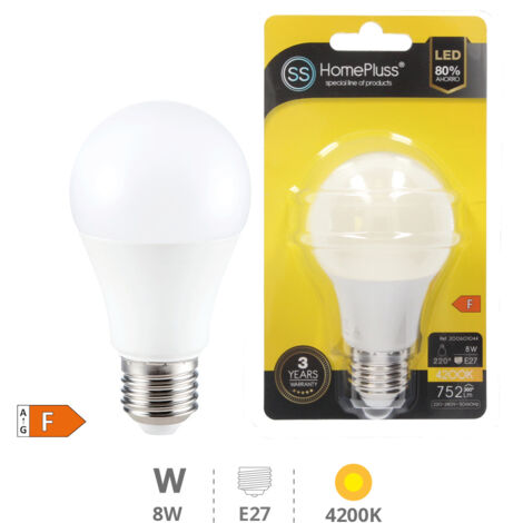 AMPOULE LED E27 STANDARD - 8W BLANC BRILLANT