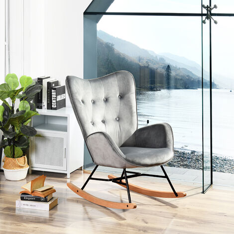 Distressed Velvet Interior Mid-century Modern Classic Style Dark Grey Leisure Chair 3217