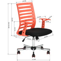 Office chair in mesh - padded seat - adjustable height - Red + Black 4552