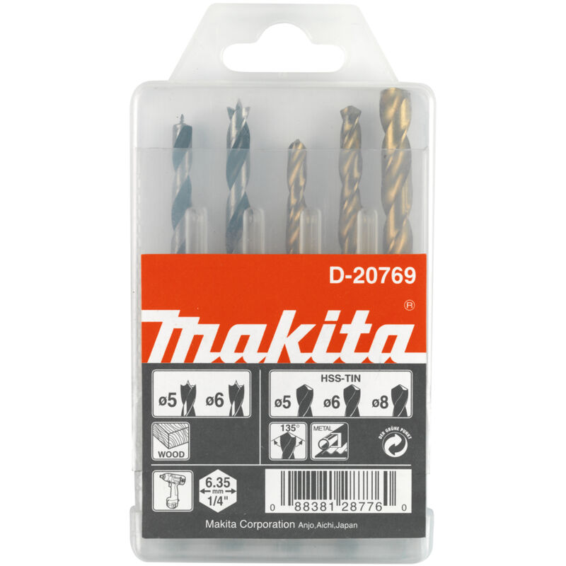 MAKITA D-20769 Estuche de brocas para madera y metal 1/4