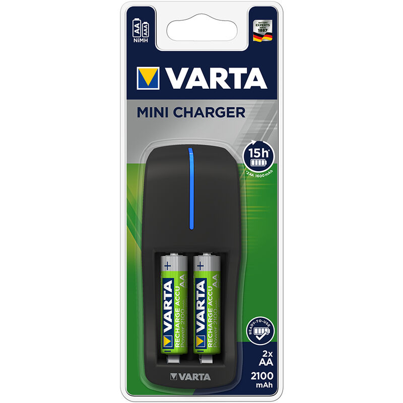 VARTA 38662 MINI CARGADOR CON 2 PILAS AA INCLUIDAS