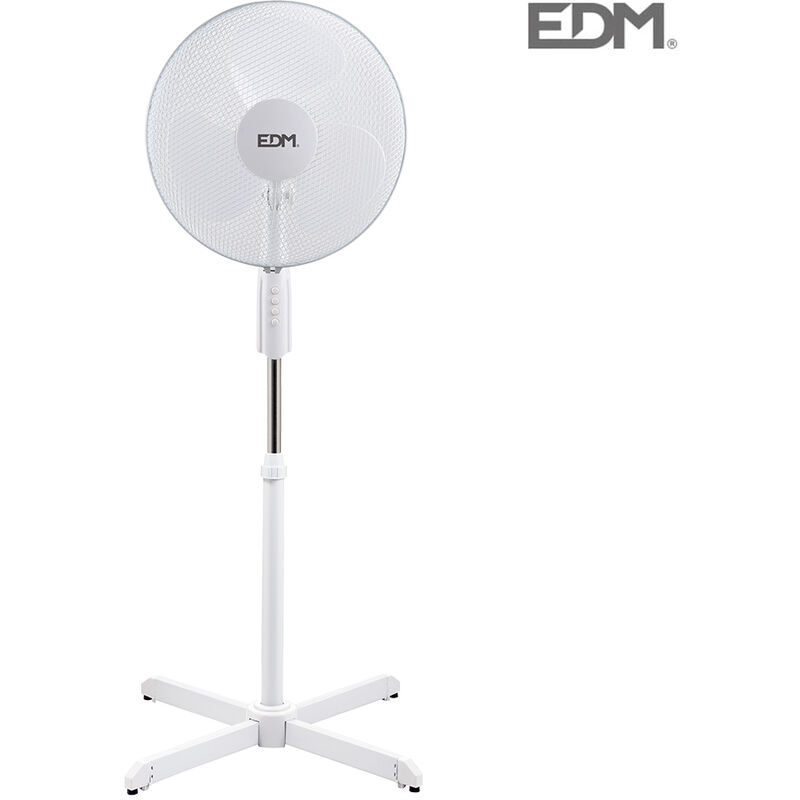 EDM 33910 VENTILADOR PIE BLANCO 50W Ø ASPAS 40 cm ALTURA REGULABLE 110-130 cm.