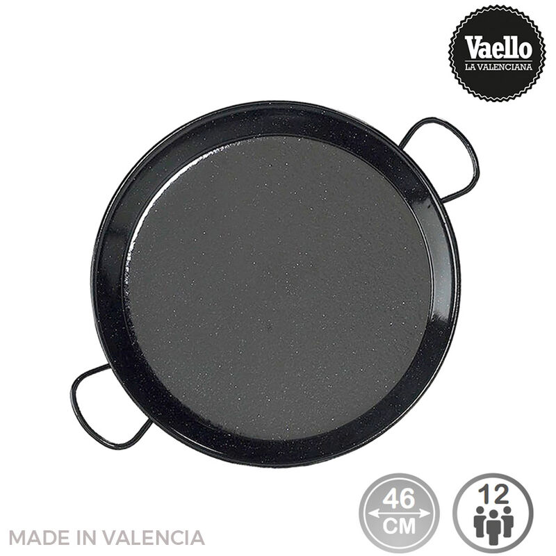 E3/76619 PAELLERA TRADICIONAL ACERO ESMALTADO Ø46CM (12 PERSONAS). VAELLO