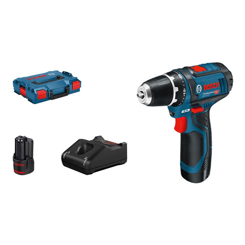 Bosch Professional 12v system gsr 12v15 atornillador batería 30 nm 2 x 2.0 ah en lboxx 0601868109