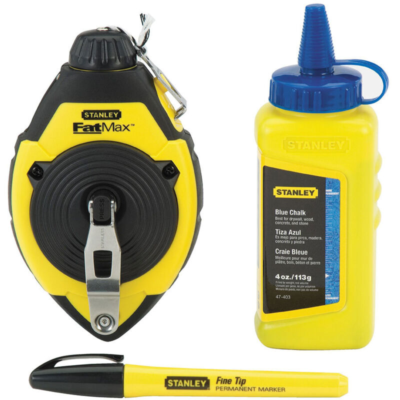 Stanley 0-47-443 - Kit Stanley De Cordel De Trazado De 30m, Polvo Y