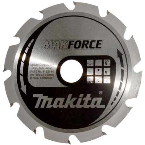 Makita B-32144 Hoja de Sierra Circular Makforce TCT 190x30mm 12T Madera