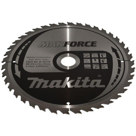 Makita B-32378 Hoja de sierra circular Makforce TCT 270x30mm 40T Madera