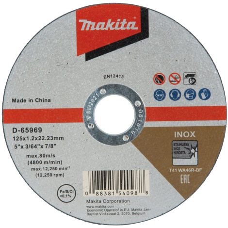 D-65969-10 Disco de corte 125 x 1,0 x 22,23 mm, WA46R, 10 piezas (1/3)