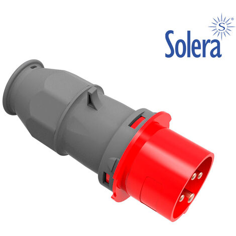 E3/46002   Clavija Cetac 3 P+T Roja 16A Retractilado Solera