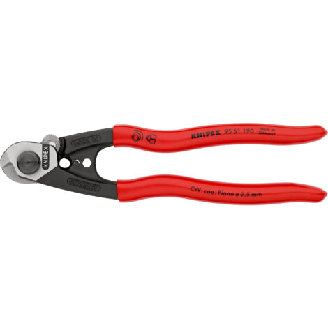 KNIPEX 95 61 190 Cortacables para cable trenzado forjado recubiertos de plástico 190 mm