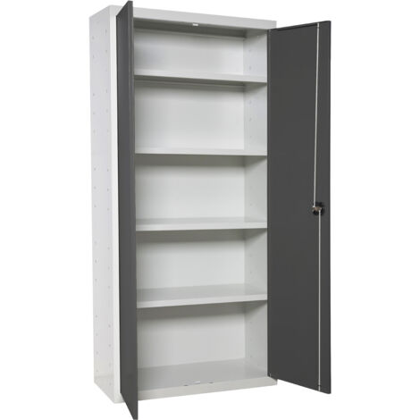 Armario metálico SIMONLOCKER de 4 estantes (180x80x40cm) BLANCO Y ANTRACITA