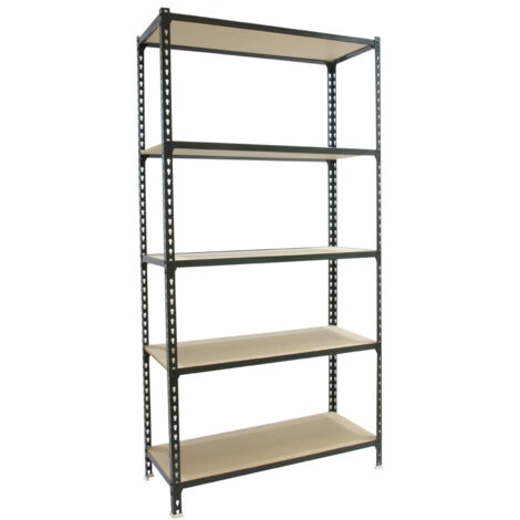 Estantería metálica sin tornillos SIMONCLICK de 5 estantes (180x90x40cm) ANTRACITA Y MADERA (1/5)