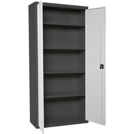Armario metálico SIMONLOCKER de 4 estantes (180x80x40cm) ANTRACITA Y BLANCO (1/3)